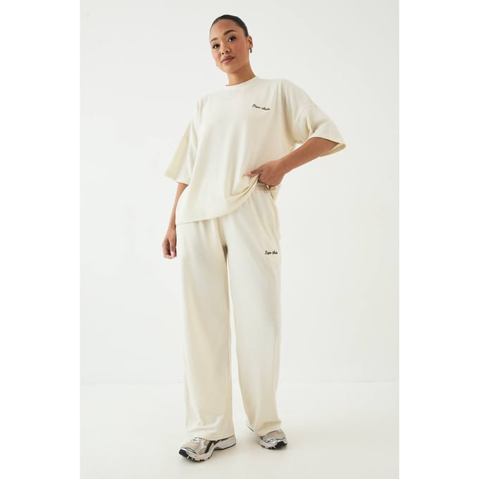 Dames Dsgn Studio Lounge Superzachte Wijde Pijpenbroek | Creme | Maat: Medium