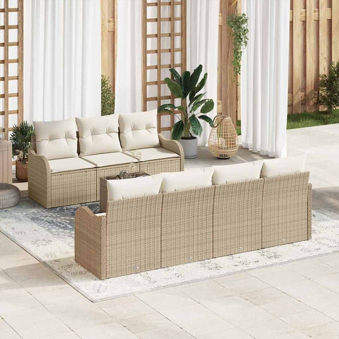 vidaXL - Tuinbank - Set - Beige - 55 - x - 55 - x - 37 - cm - poly - rattan