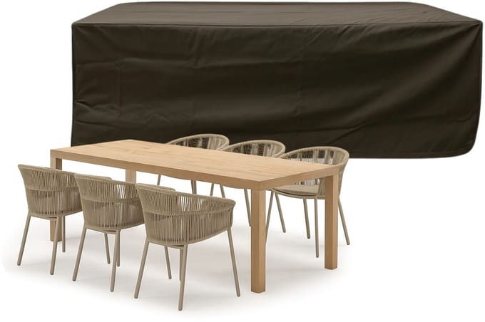 Tuinsethoes rechthoekig 600D Luxe Donker Bruin - 230 x 140 x 85