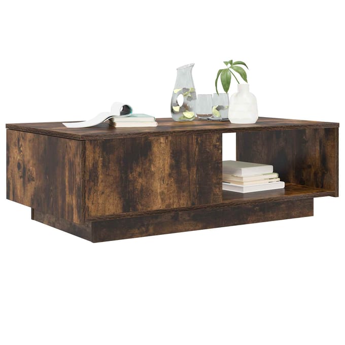 vidaXL - Salontafel - Gerookt - eiken - 95 - x - 55 - x - 31 - cm - Bewerkt - hout