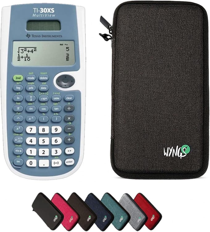 SnelShoppen - CALCUSO Basispakket Donkergrijs met Rekenmachine TI-30XS MultiView - Ideaal voor School, Studie en Thuisgebruik