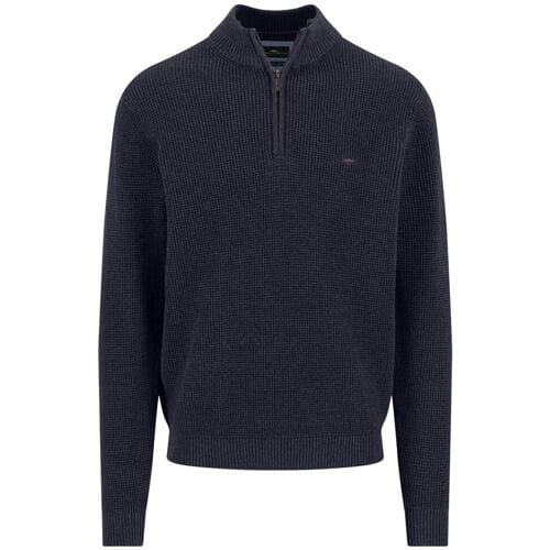 Fynch-Hatton Trui Uni Color Structure Troyer Zip Navy / male