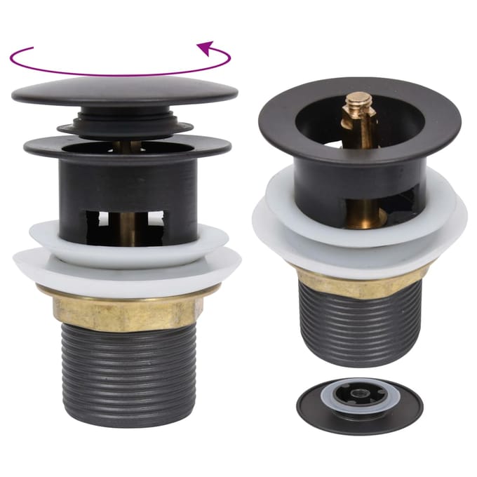 vidaXL - Afvoer - pop-up - met - overloop - 6,4x6,4x9,1 - cm - grijs