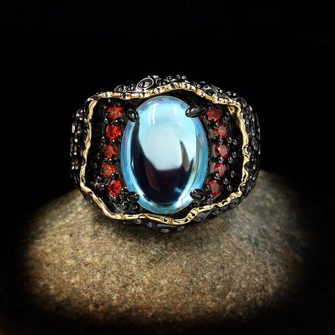 Accessoires Retro Overdreven Geweven Diamantring met Water Vrouw No. 9 black