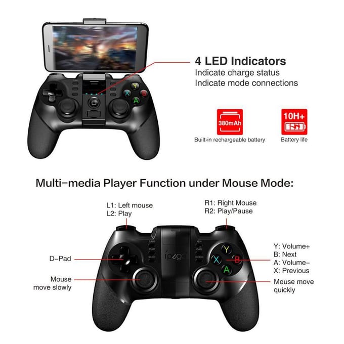 Gamepad PG-9076 BT 2.4G Draadloze Gameconsole Controller Mobiele Trigger Gaming Handvat zwart