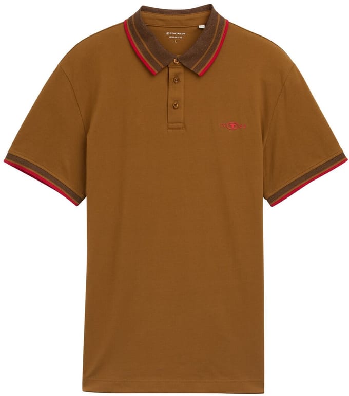 Tom Tailor - Piqué polo met stretch - Maat M - deep cognac