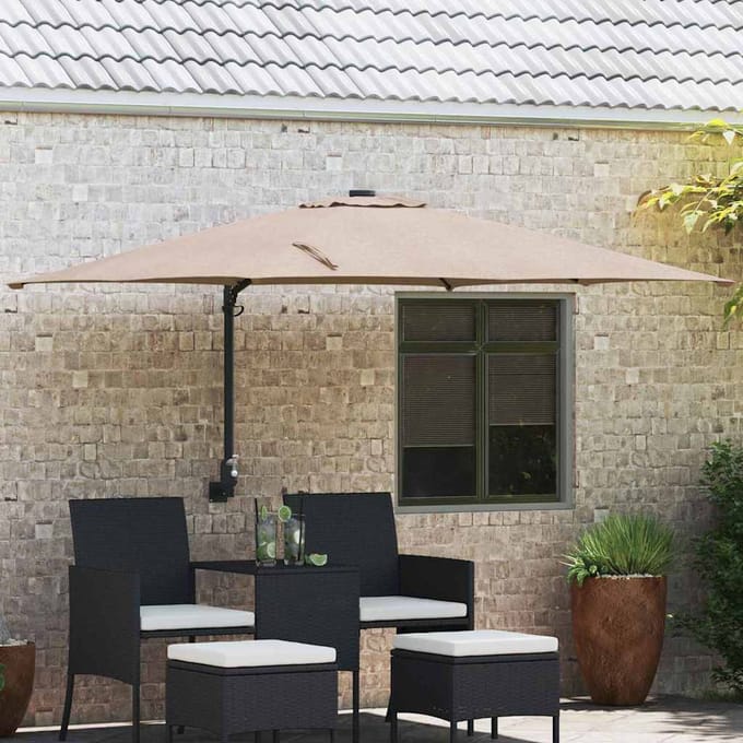 vidaXL Tuinparasol 248,5 x 247,5 x 160 cm Polyester en staal Taupe