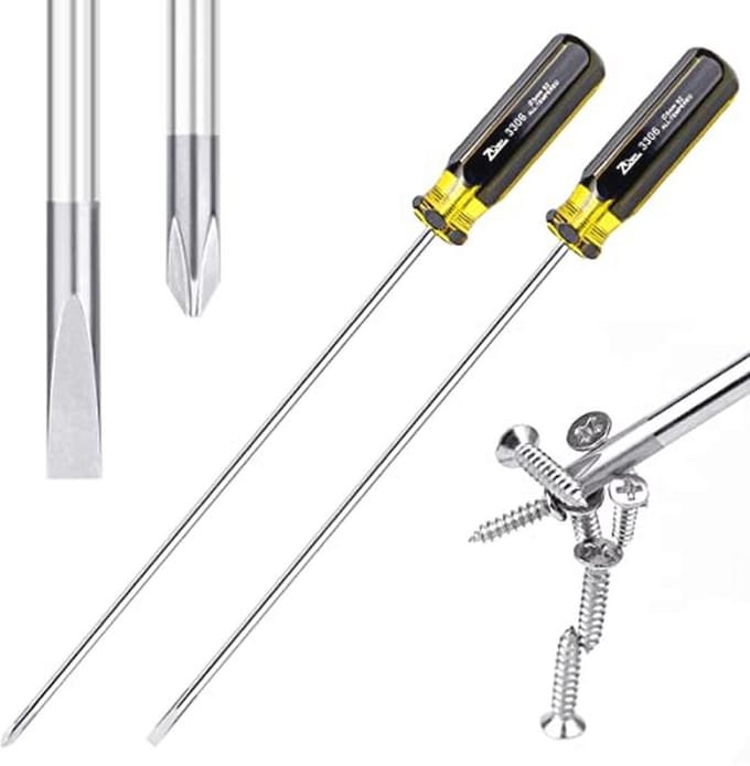 Sleufschroevendraaier en kruiskopschroevendraaier set van 2 - 15 inch lange magnetische schroevendraaiers