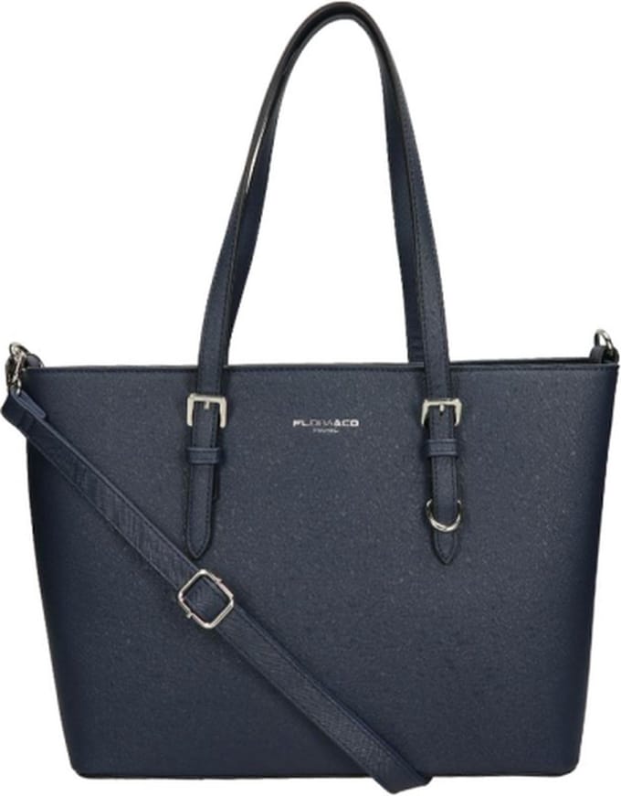 Flora & Co Nora Grote Schoudertas - Dames - Imitatieleer - Blauw