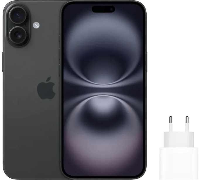 Apple iPhone 16 Plus 128GB Zwart + Apple Snellader