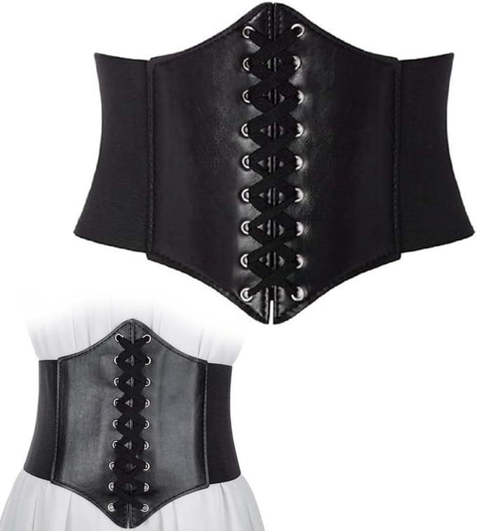 Brede elastische tailleband met veters, corset riem dames, tailleband paleo-stijl.