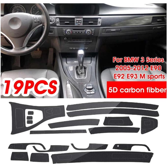 5D Auto Interieur Glanzende Koolstofvezel Wrap Trim Voor BMW E90 E92 E93 2005-2012 black