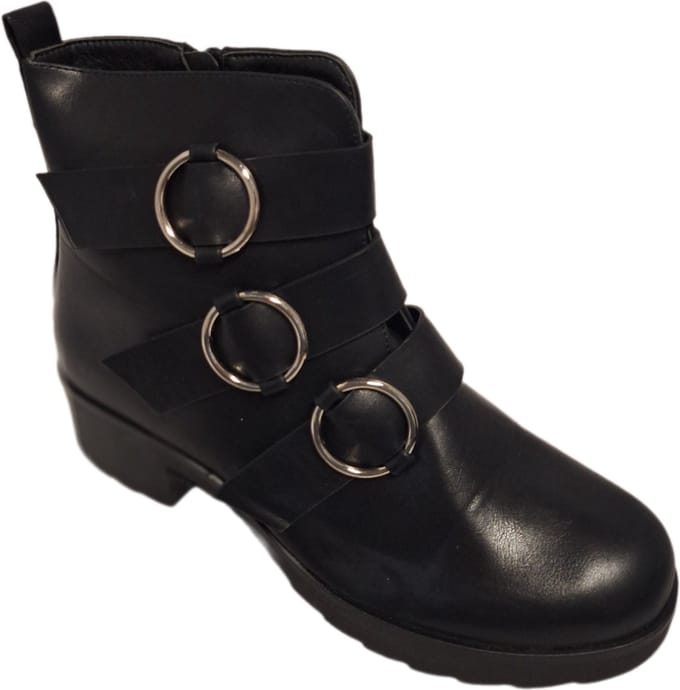 LUCKYSHOES-3 GESPEN BOOTS-LEDERLOOK-4CM HAK-ZIJRITS-40