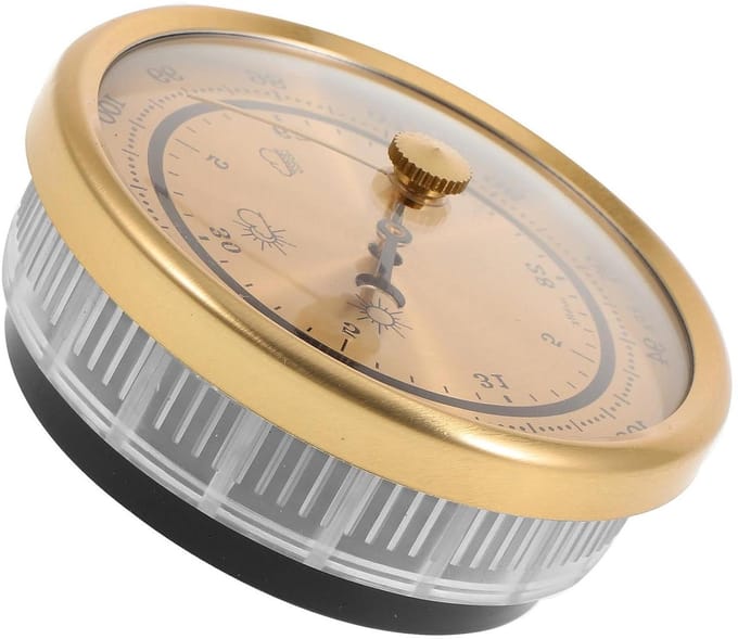 Barometer met Weerindicator - Luchtdrukmeter Hygrometer - Weersvoorspelling Binnen - Multifunctioneel Meetinstrument - 7 cm - Goud