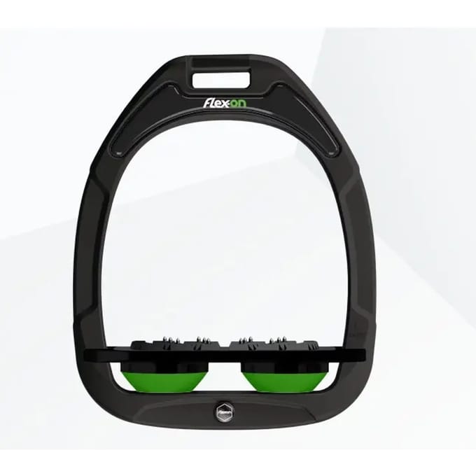 Platte Ultra Grip Stijgbeugels Zwart/Zwart/Groen Flex-On Green Composite