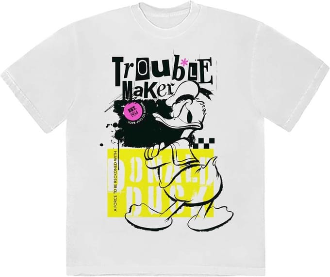 Disney Donald Duck - Trouble Maker Heren T-shirt - S - Wit