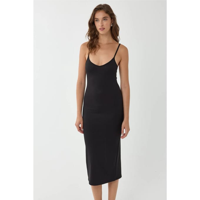 V-hals Bodycon Midi-jurk met Dunne Bandjes