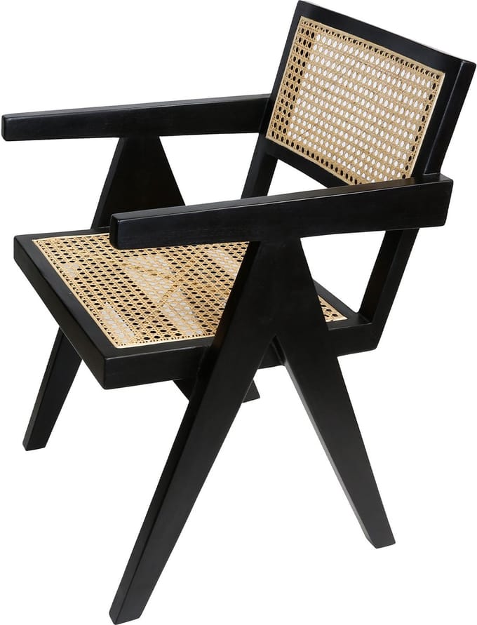 Teakhouten rotan fauteuil Nico
