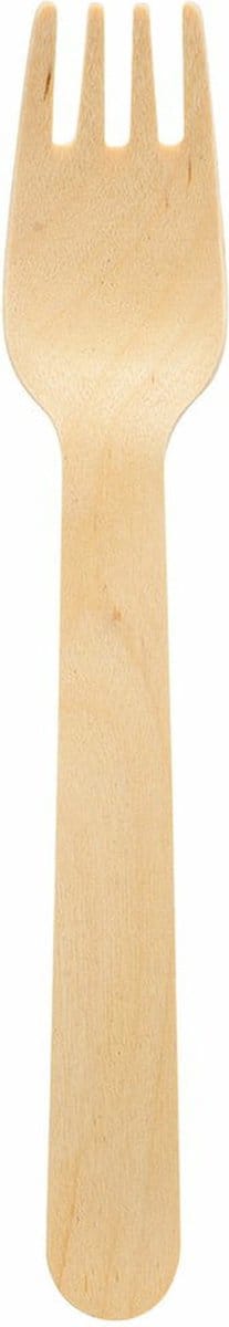 Biopak wegwerp vorken -10x - hout bestek - 16 cm - bio/eco/milieubewust