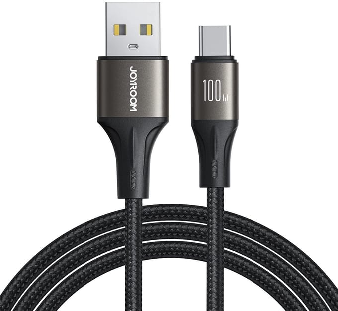 Data- en Oplaadkabel USB-A - USB-C Joyroom S-A25 Light-Speed, 100W, 1.2m, Zwart