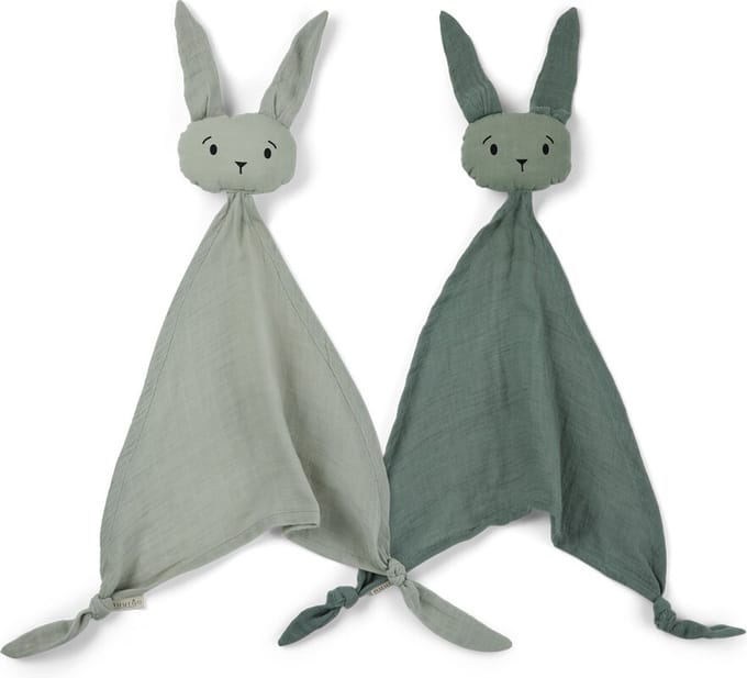 Nuuroo knuffeldoek konijn set van twee - groen