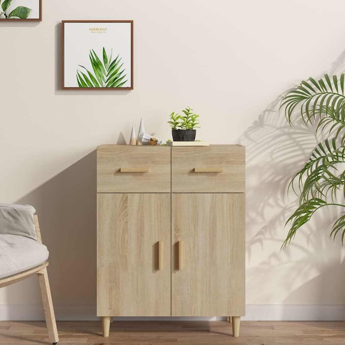 vidaXL - Dressoir - 69,5x34x89 - cm - bewerkt - hout - sonoma - eikenkleurig