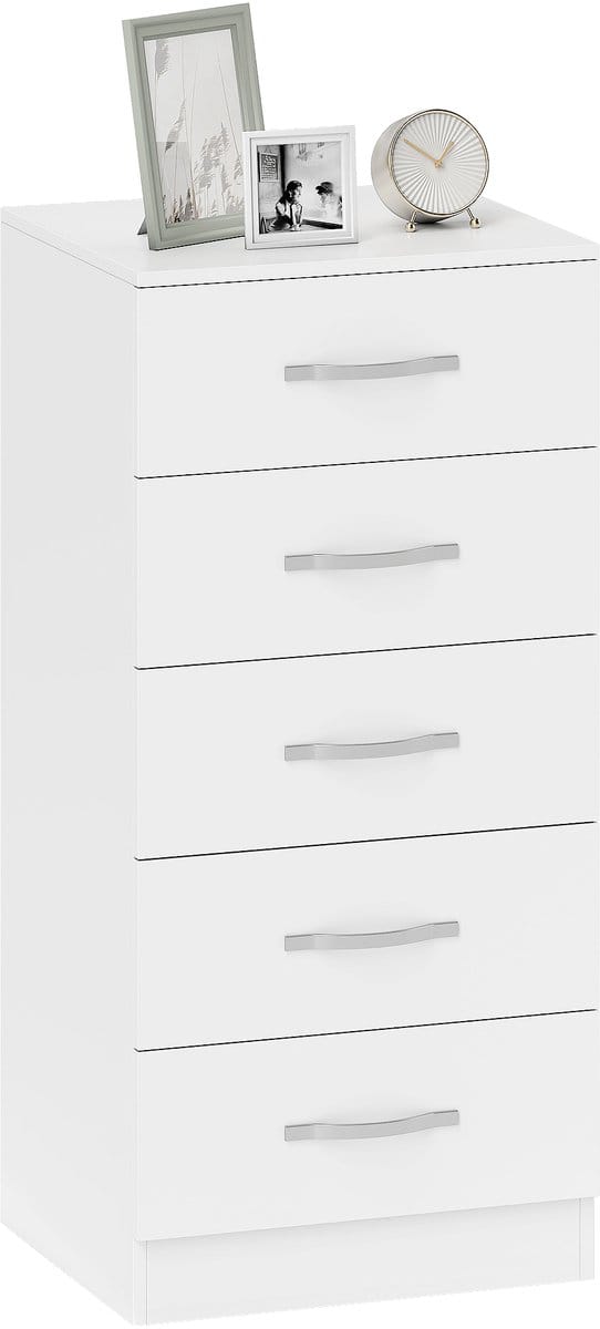 Homcom Drawer Chest-Spaanplaat-40L x 35B x 85H cm-Wit