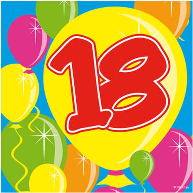 Folat - Servetten - 18 jaar Ballonnen (20 stuks)