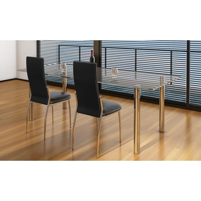 vidaXL - Eetkamerstoelen - 2 - st - kunstleer - zwart