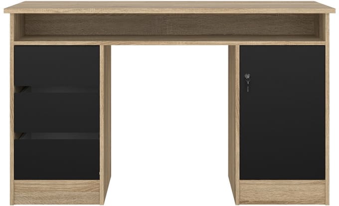Giga Living Kantoorbureau Function Plus - Zwart/Naturel - 126x55x76cm