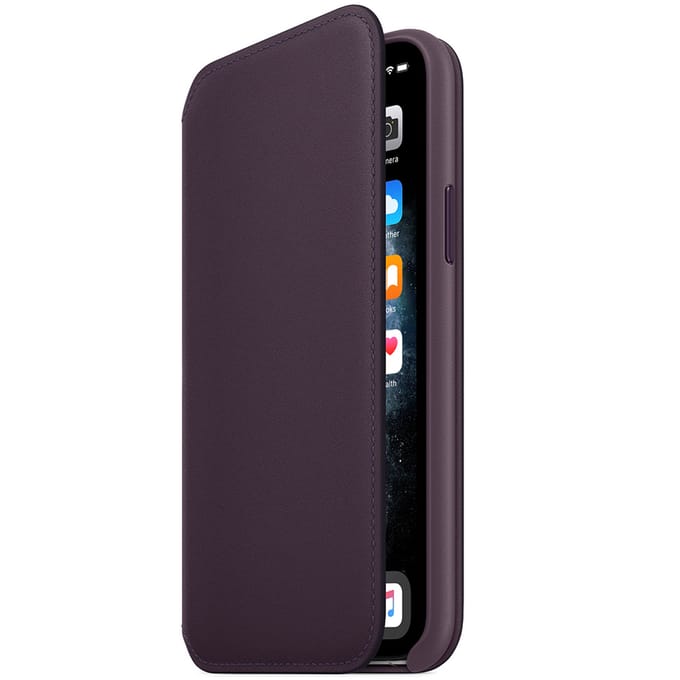 Leather Folio Bookcase voor de Apple iPhone 11 Pro - Aubergine