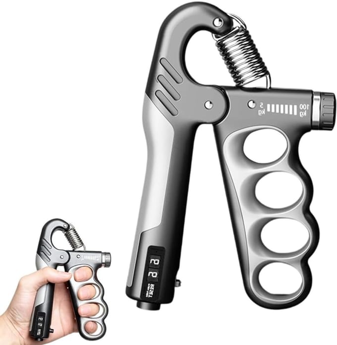 Verstelbare Handtrainer voor Krachttraining - 5-100 kg Gripversterker met Telling voor Onderarmen