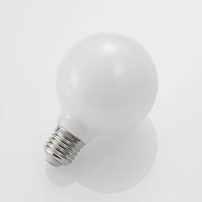 Arcchio LED lamp G80 E27, 8 W, 2.700 K, opaal, dimbaar