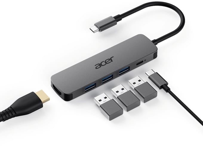 Acer 5-in-1 – Docking Station – Laptop – USB-C – 4K HDMI – Plug & Play - Zilver