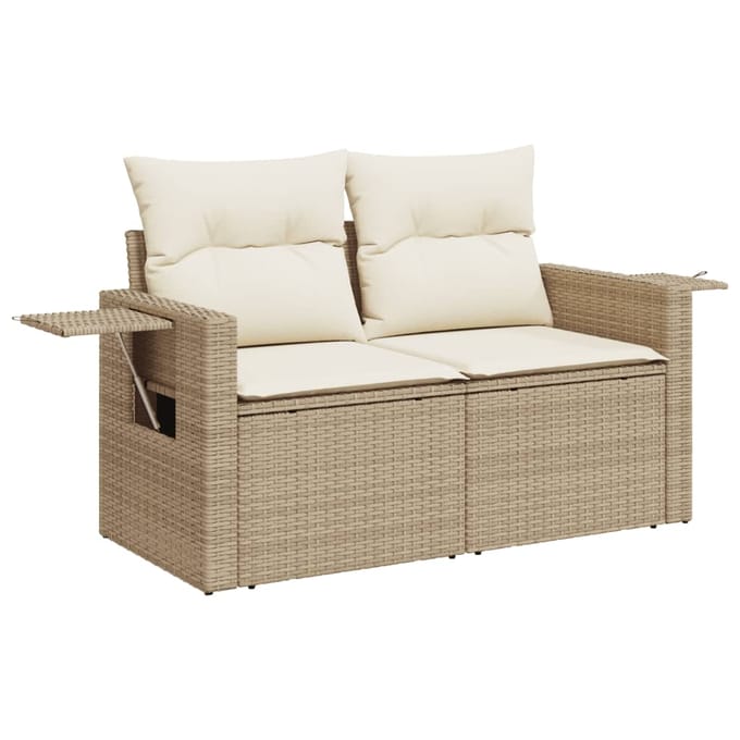 vidaXL - 6-delige - Loungeset - met - kussens - poly - rattan - beige