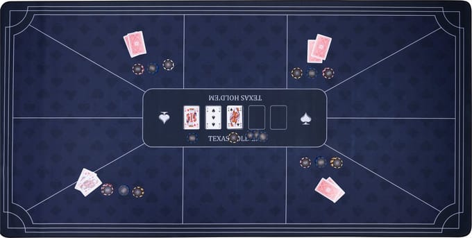 Pokerkleed Blauw 180x90 cm - Polyester & Rubber - Glad Speeloppervlak - Poker & Dobbel Accessoire - Engelhart