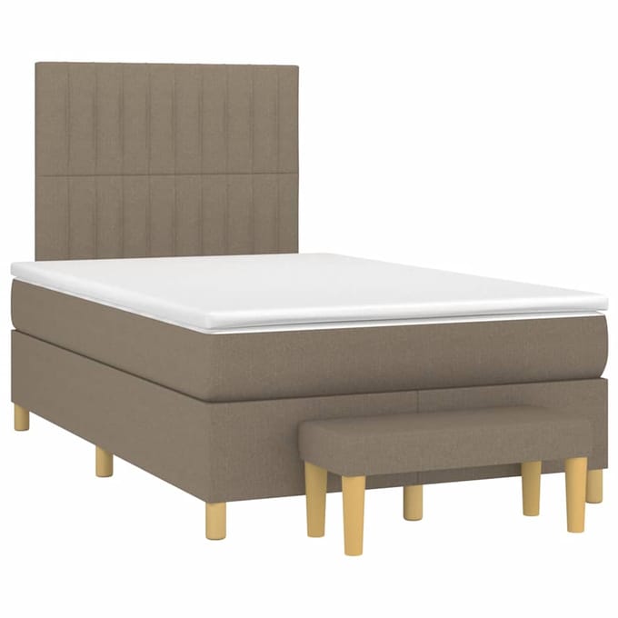 vidaXL - Boxspring - met - matras - stof - taupe - 120x190 - cm