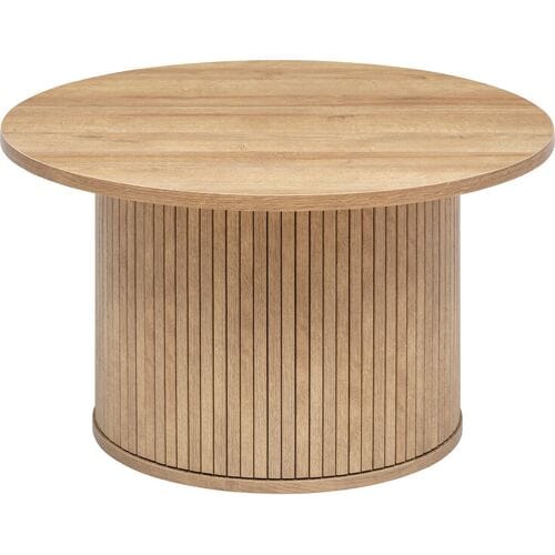 Ronde salontafel met geribbeld onderstel in eikenlook COLVA