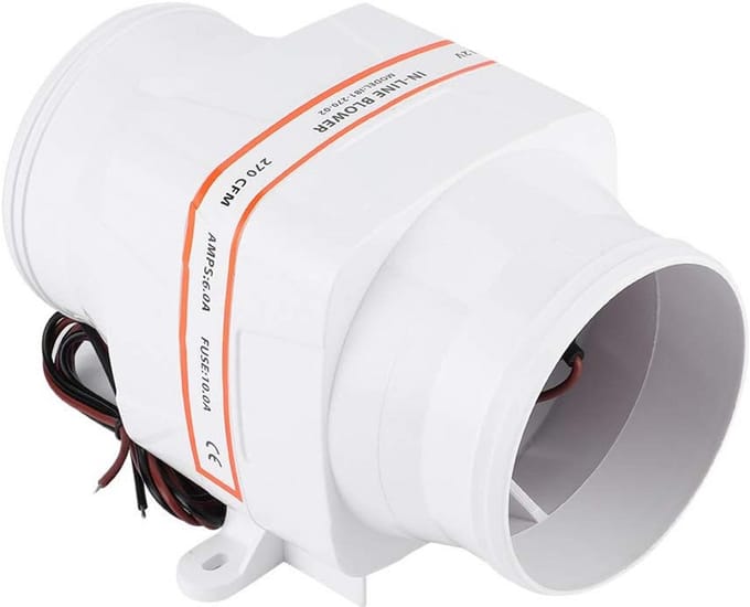 Bilge Ventilator - Scheepslucht - Motorruimte Ventileren - Zesbladig Ontwerp - 4 Inch - Wit