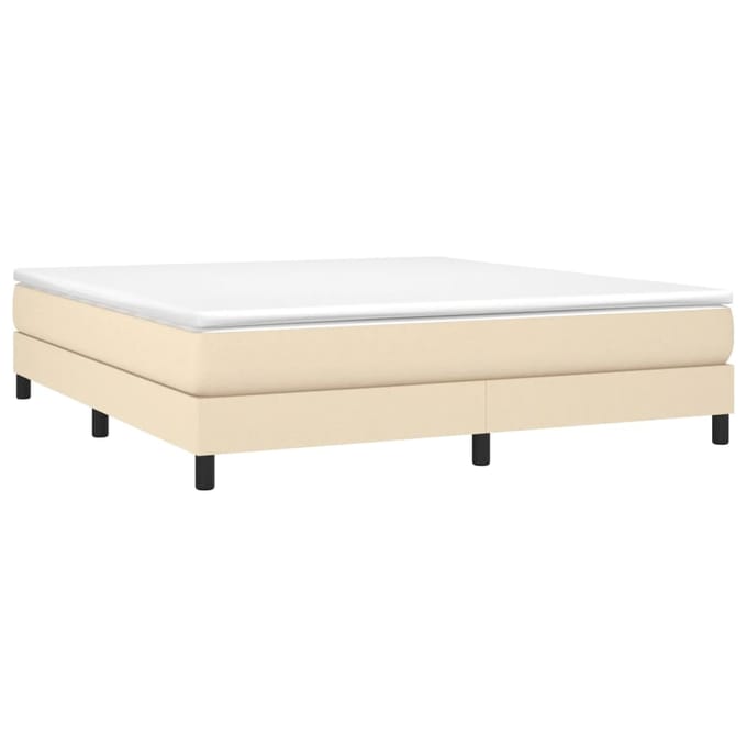 vidaXL - Boxspring - bed - stof - crèmekleurig - 180x200 - cm