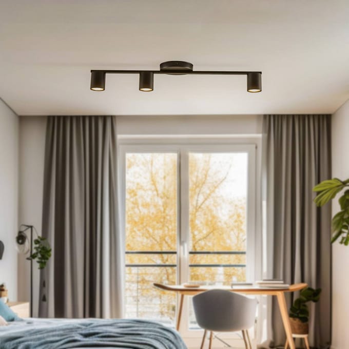 SIGMA Plafondspot Sky, 3-lamps, zwart