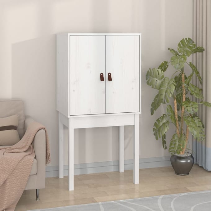 vidaXL - Hoge - kast - 60x40x120 - cm - massief - grenenhout - wit