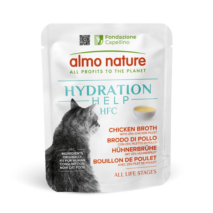 6x50g Almo Nature HFC Hydration Help kippenbouillon met kipfilet natvoer voor katten