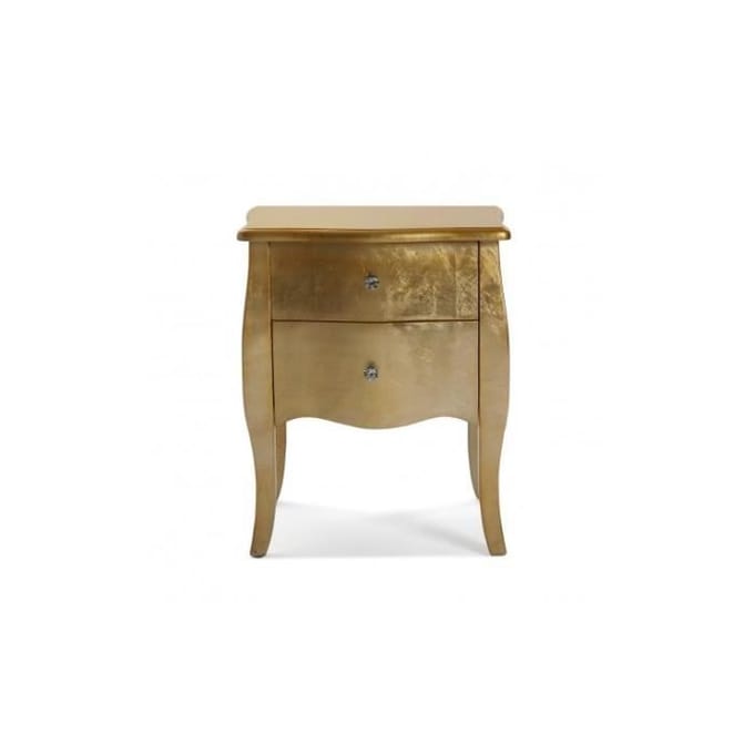Table de chevet - VERSA - Cagliari - 2 tiroirs - Bois - Doré