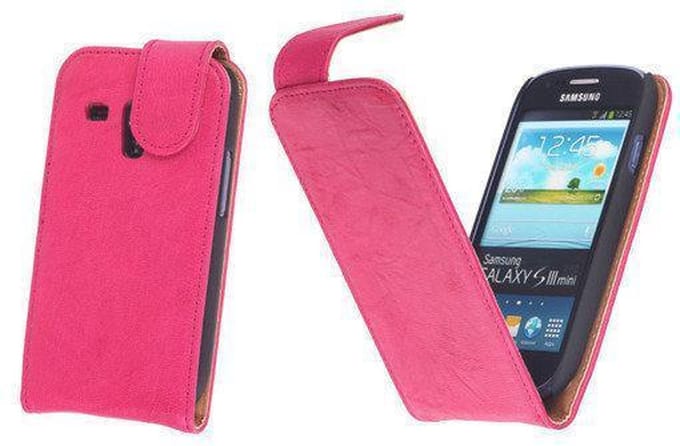 BestCases Roze Kreukelleer Flipcase Samsung Galaxy S3 Mini i8190