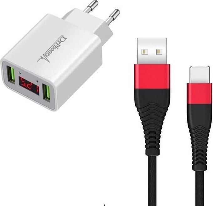 DrPhone - Oplaadset - Geschikt voor PS5 Controller - Dock - USB C Gevlochten Oplaad kabel - 1.2M