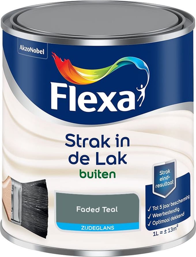 Flexa - Strak In De Lak Buitenlak Zijdeglans - Faded Teal - Mengverf - 1 L