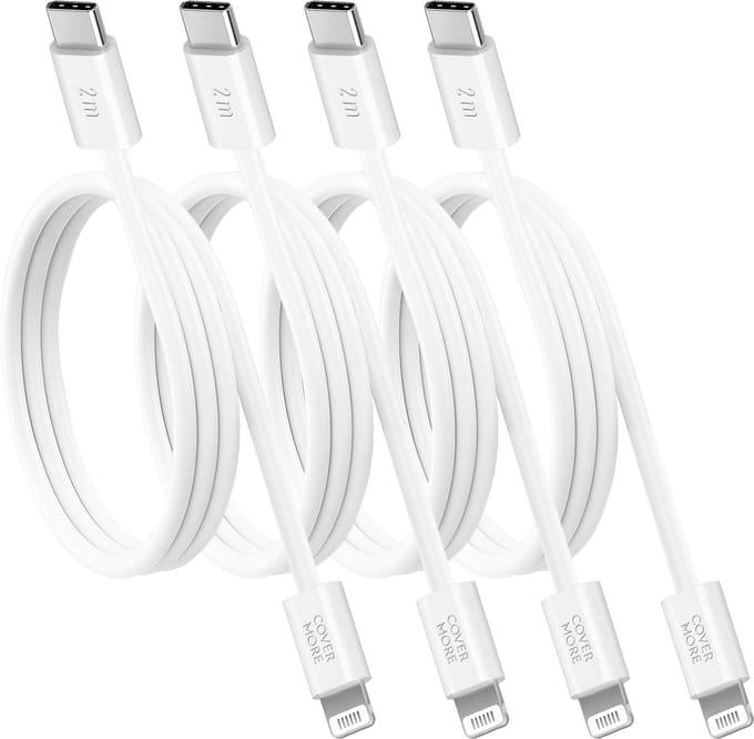 Oplaadkabel geschikt voor iPhone, iPad en AirPods - 4 stuks - Usb C kabel geschikt voor Apple Lightning - 1 meter - Wit