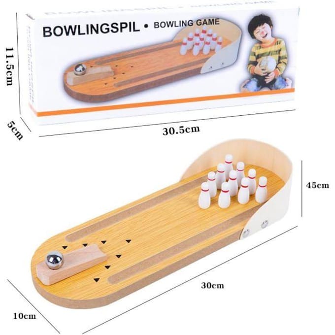 Bowling spel - KCVV - Mini bowling - 10 kegels - Massief hout - Roestvrij staal