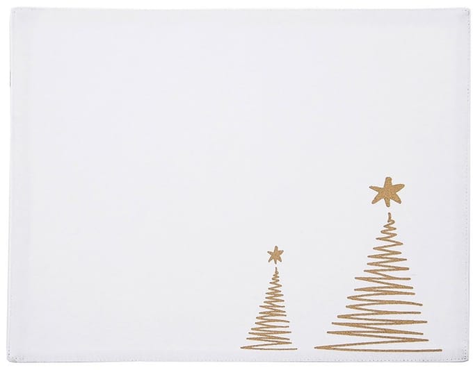 Orion - Katoenen Tafelloper - Wit - Kerstboom Motief - 33,5x26 cm